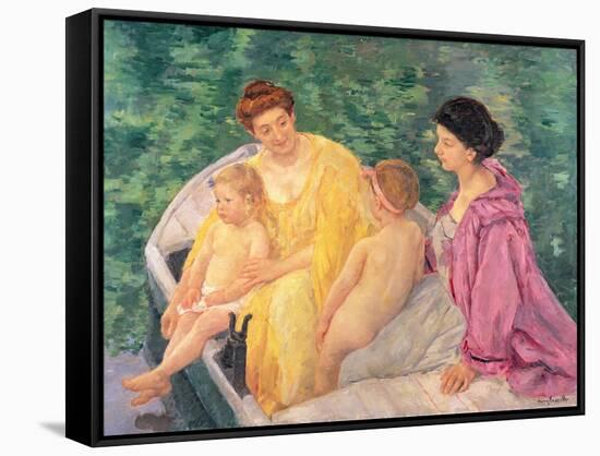 The Swim, or Two Mothers and Their Children on a Boat, 1910-Mary Cassatt-Framed Stretched Canvas