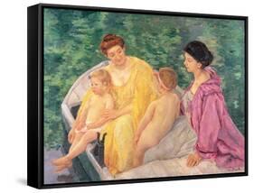 The Swim, or Two Mothers and Their Children on a Boat, 1910-Mary Cassatt-Framed Stretched Canvas