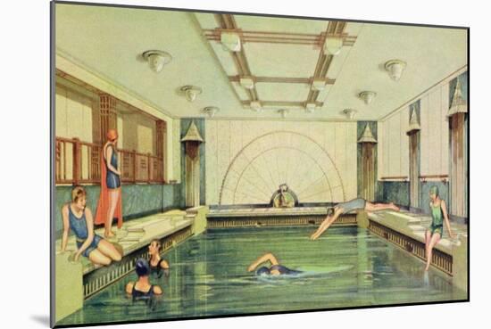 The Swimming Pool Aboard the 'Empress of Japan'-null-Mounted Giclee Print