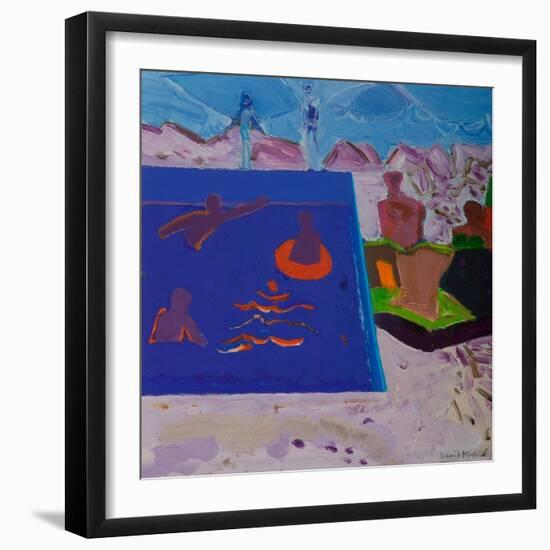 The Swimming Pool (Oil on Panel)-David Alan Redpath Michie-Framed Giclee Print