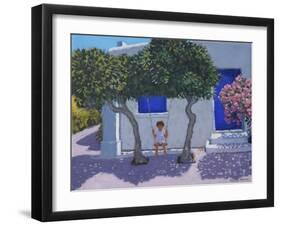 The swing,Rhodes,2020,(oil on canvas)-Andrew Macara-Framed Giclee Print