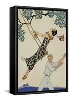 The Swing-Georges Barbier-Framed Stretched Canvas