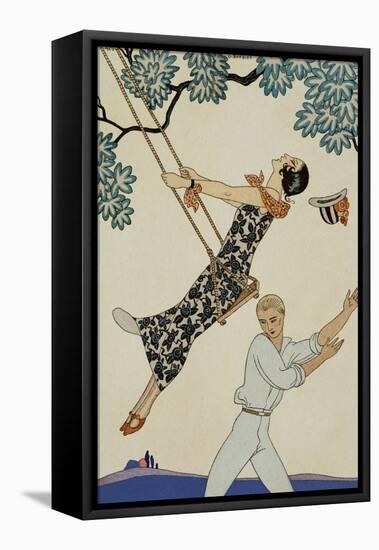 The Swing-Georges Barbier-Framed Stretched Canvas