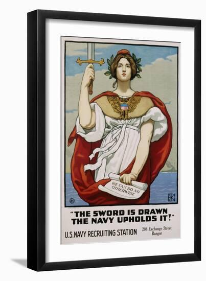 The Sword Is Drawn the Navy Upholds It! Recruitment Poster-Kenyon Cox-Framed Giclee Print