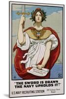 The Sword Is Drawn the Navy Upholds It! Recruitment Poster-Kenyon Cox-Mounted Giclee Print