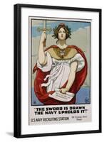 The Sword Is Drawn the Navy Upholds It! Recruitment Poster-Kenyon Cox-Framed Giclee Print