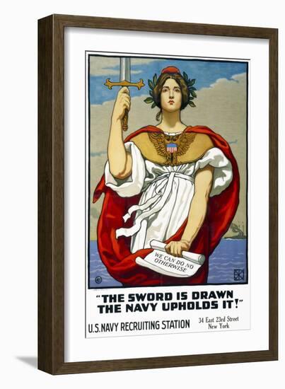 The Sword is Drawn, the Navy Upholds It!-null-Framed Giclee Print