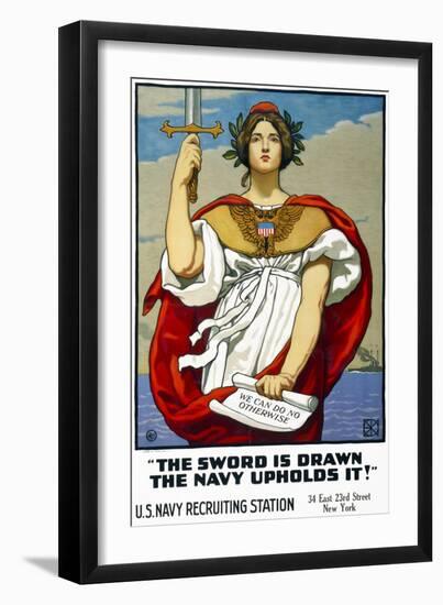 The Sword is Drawn, the Navy Upholds It!-null-Framed Giclee Print