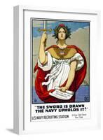 The Sword is Drawn, the Navy Upholds It!-null-Framed Giclee Print