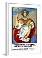 The Sword is Drawn, the Navy Upholds It!-null-Framed Giclee Print