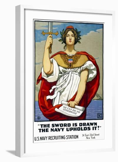 The Sword is Drawn, the Navy Upholds It!-null-Framed Giclee Print