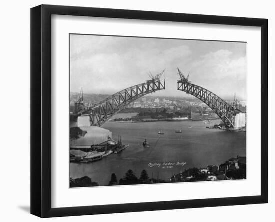 The Sydney Harbour Bridge During Construction in Sydney, New South Wales, Australia-null-Framed Premium Photographic Print