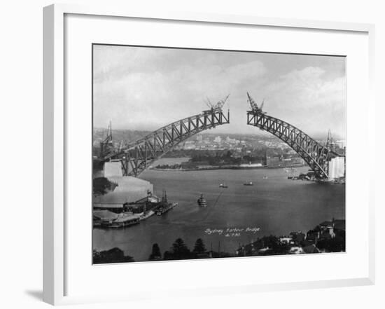 The Sydney Harbour Bridge During Construction in Sydney, New South Wales, Australia-null-Framed Photographic Print