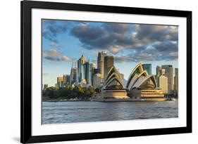 The Sydney Opera House, UNESCO World Heritage Site, and skyline of Sydney at sunset, New South Wale-Michael Runkel-Framed Photographic Print