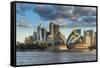 The Sydney Opera House, UNESCO World Heritage Site, and skyline of Sydney at sunset, New South Wale-Michael Runkel-Framed Stretched Canvas