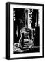 The Symbolic Image of an Acoustic Guitar on a Black Background-Dmitriip-Framed Art Print