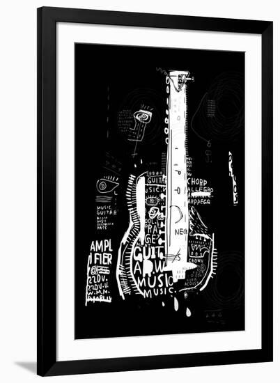The Symbolic Image of an Acoustic Guitar on a Black Background-Dmitriip-Framed Art Print