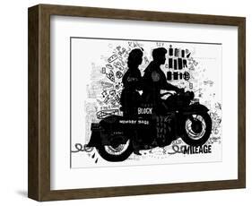 The Symbolic Image of the Motorcycle on Which the Man and Woman-Dmitriip-Framed Art Print