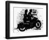 The Symbolic Image of the Motorcycle on Which the Man and Woman-Dmitriip-Framed Art Print