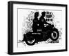 The Symbolic Image of the Motorcycle on Which the Man and Woman-Dmitriip-Framed Art Print