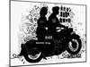 The Symbolic Image of the Motorcycle on Which the Man and Woman-Dmitriip-Mounted Art Print