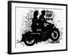 The Symbolic Image of the Motorcycle on Which the Man and Woman-Dmitriip-Framed Art Print