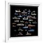 The Symbolic Image of the Ships on a Black Background-Dmitriip-Framed Art Print