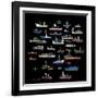 The Symbolic Image of the Ships on a Black Background-Dmitriip-Framed Art Print