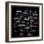 The Symbolic Image of the Ships on a Black Background-Dmitriip-Framed Art Print