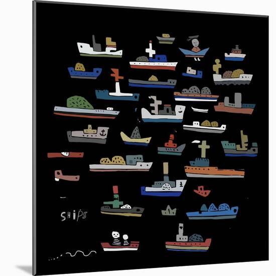 The Symbolic Image of the Ships on a Black Background-Dmitriip-Mounted Art Print