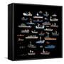 The Symbolic Image of the Ships on a Black Background-Dmitriip-Framed Stretched Canvas