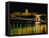 The Szechenyi Chain Bridge and the Royal Palace at Night, Budapest, Hungary-Jonathan Smith-Framed Stretched Canvas