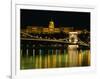 The Szechenyi Chain Bridge and the Royal Palace at Night, Budapest, Hungary-Jonathan Smith-Framed Photographic Print