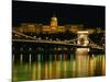 The Szechenyi Chain Bridge and the Royal Palace at Night, Budapest, Hungary-Jonathan Smith-Mounted Photographic Print