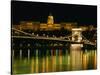 The Szechenyi Chain Bridge and the Royal Palace at Night, Budapest, Hungary-Jonathan Smith-Stretched Canvas