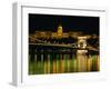 The Szechenyi Chain Bridge and the Royal Palace at Night, Budapest, Hungary-Jonathan Smith-Framed Premium Photographic Print