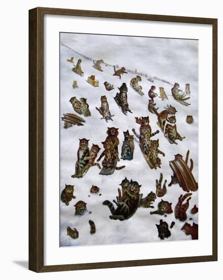 The Tabby Toboggan Club, 1898-Louis Wain-Framed Giclee Print