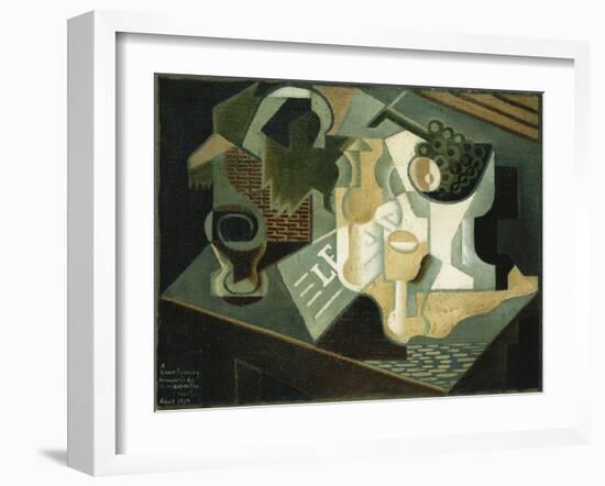 The Table in Front of the Building; La Table Devant Le Battiment, 1919-Juan Gris-Framed Giclee Print