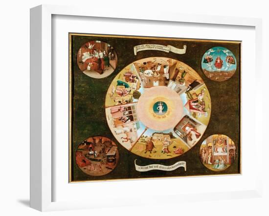 The Table of the Seven Capital Fishing(Oil on Panel, 1475-1480)-Hieronymus Bosch-Framed Giclee Print