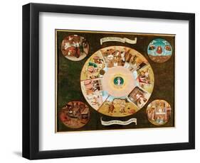 The Table of the Seven Capital Fishing(Oil on Panel, 1475-1480)-Hieronymus Bosch-Framed Giclee Print