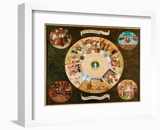 The Table of the Seven Capital Fishing(Oil on Panel, 1475-1480)-Hieronymus Bosch-Framed Giclee Print