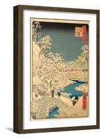 The Taiko Bridge and the Yuhi Mound at Meguro, from the Hundred Famous Views of Edo, Pub.1857 (Colo-Ando or Utagawa Hiroshige-Framed Giclee Print