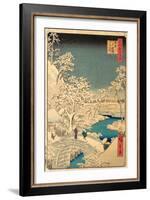 The Taiko Bridge and the Yuhi Mound at Meguro, from the Hundred Famous Views of Edo, Pub.1857 (Colo-Ando or Utagawa Hiroshige-Framed Giclee Print