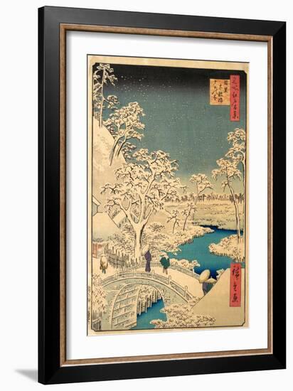 The Taiko Bridge and the Yuhi Mound at Meguro, from the Hundred Famous Views of Edo, Pub.1857 (Colo-Ando or Utagawa Hiroshige-Framed Giclee Print