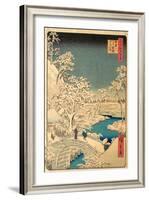 The Taiko Bridge and the Yuhi Mound at Meguro, from the Hundred Famous Views of Edo, Pub.1857 (Colo-Ando or Utagawa Hiroshige-Framed Giclee Print