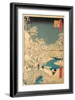 The Taiko Bridge and the Yuhi Mound at Meguro, from the Hundred Famous Views of Edo, Pub.1857 (Colo-Ando or Utagawa Hiroshige-Framed Giclee Print