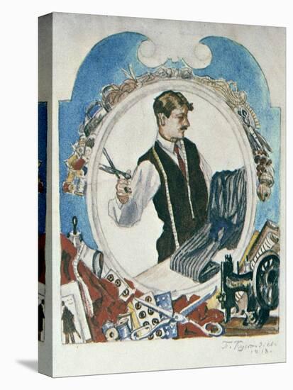 The Tailor, 1918-Boris Mikhajlovich Kustodiev-Stretched Canvas