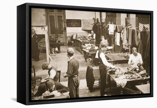 The Tailors' Shop, Alexandra Palace, Illustration from 'German Prisoners in Great Britain'-English Photographer-Framed Stretched Canvas