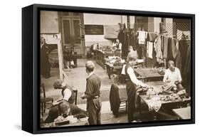 The Tailors' Shop, Alexandra Palace, Illustration from 'German Prisoners in Great Britain'-English Photographer-Framed Stretched Canvas