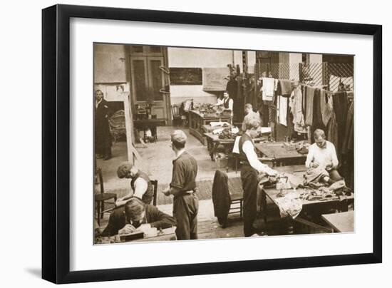 The Tailors' Shop, Alexandra Palace, Illustration from 'German Prisoners in Great Britain'-English Photographer-Framed Giclee Print